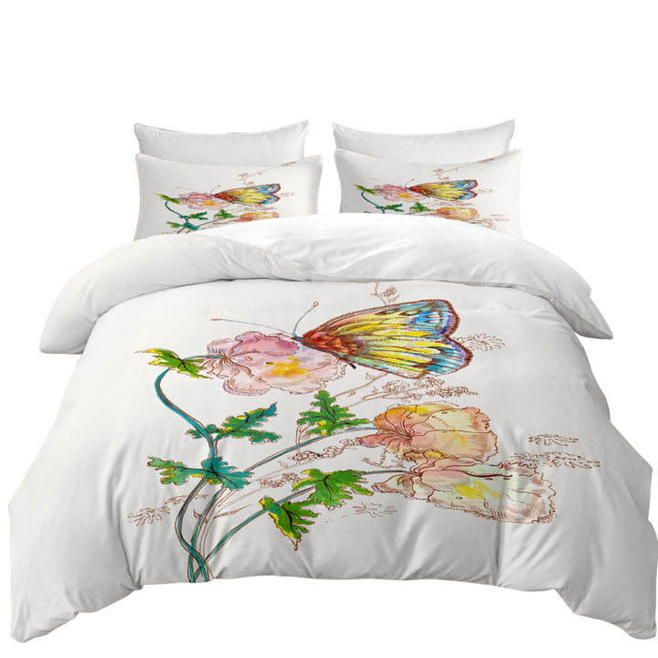 Art Drawing Butterfly JM Design Duvet Cover