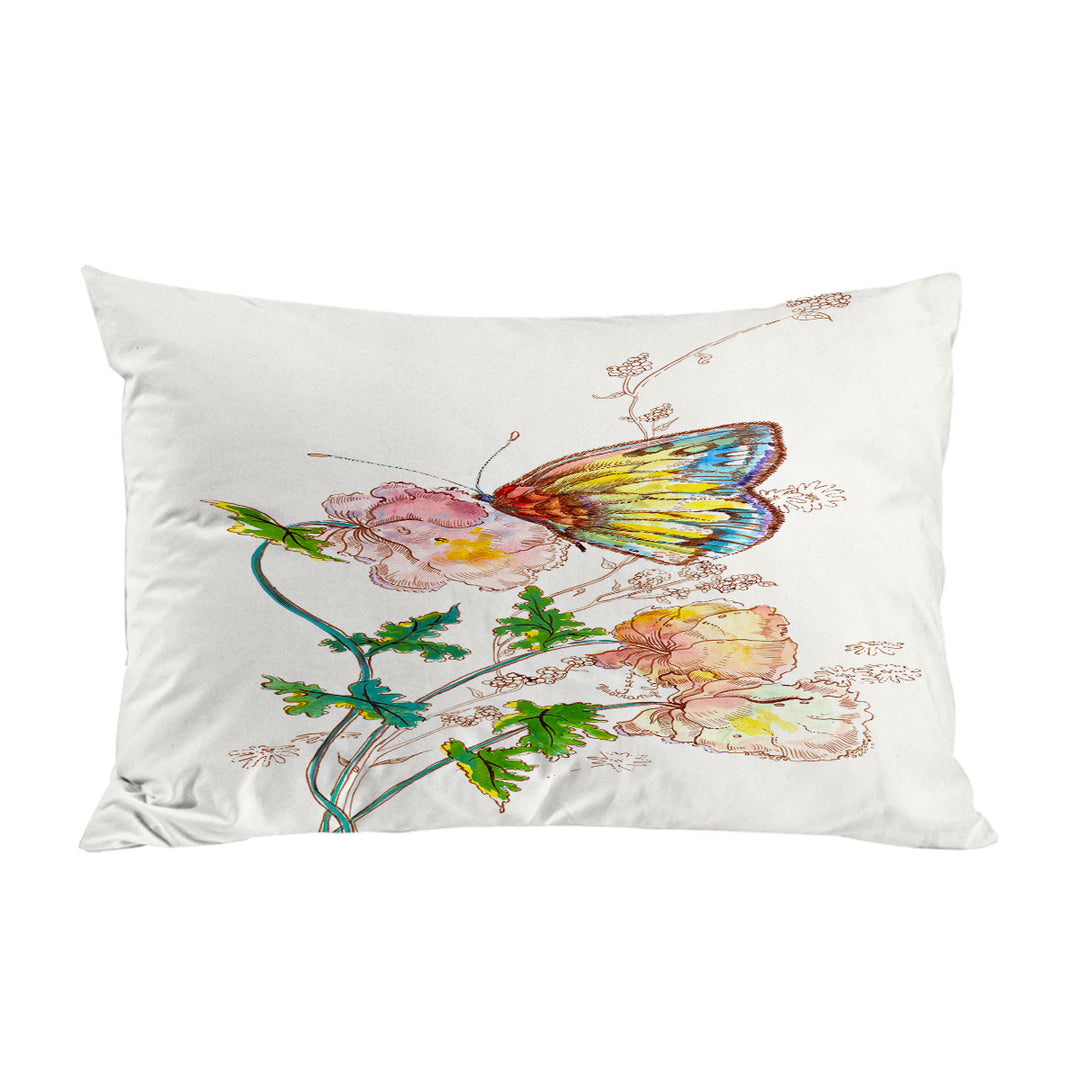 Art Drawing Butterfly JM Design Pillowcase