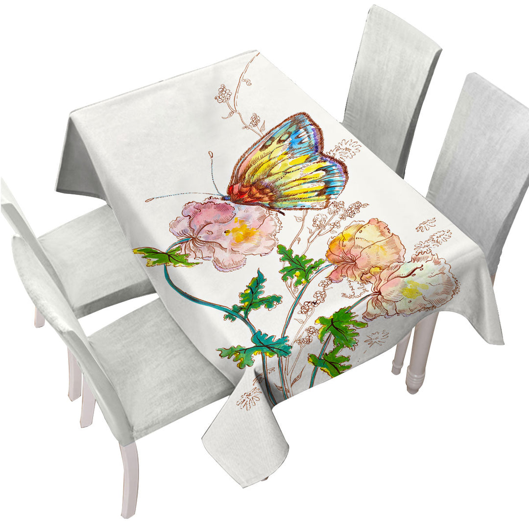 Art Drawing Butterfly JM Design Table Cover