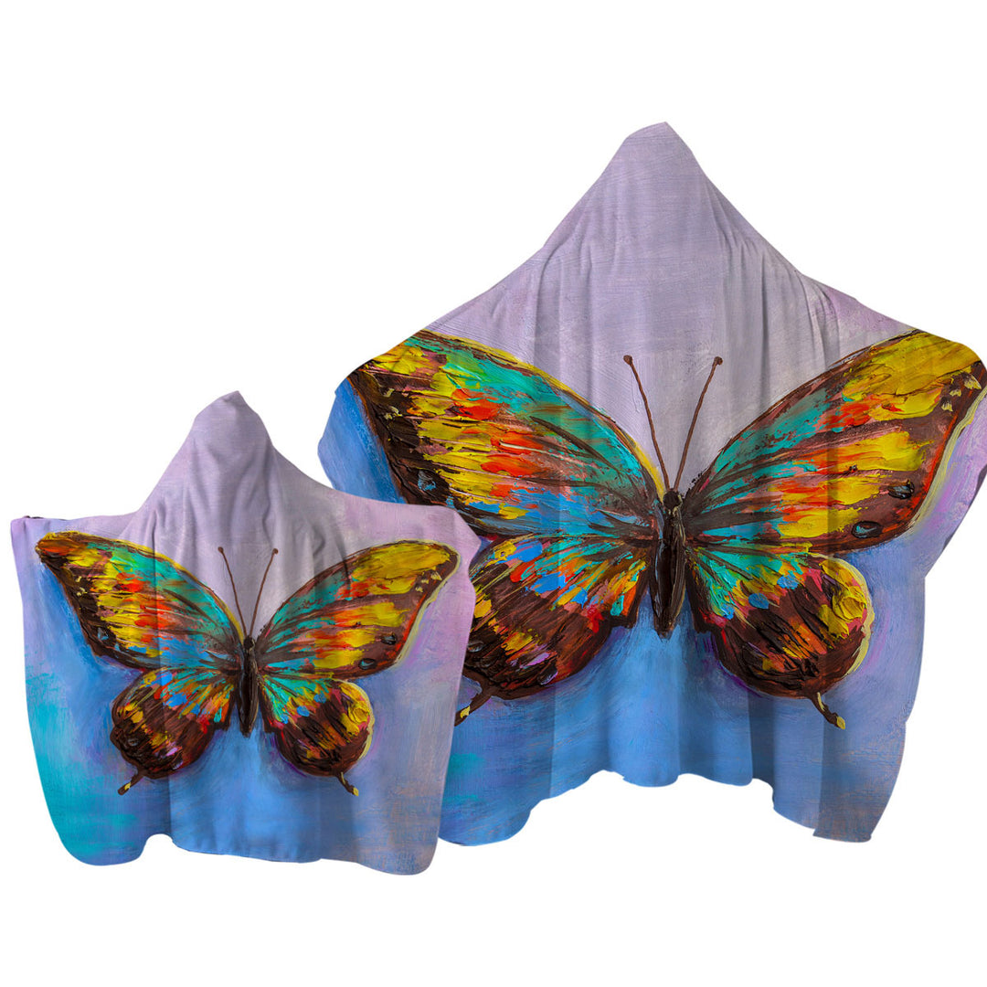 Art Painted Butterfly Hooded Beach Towel