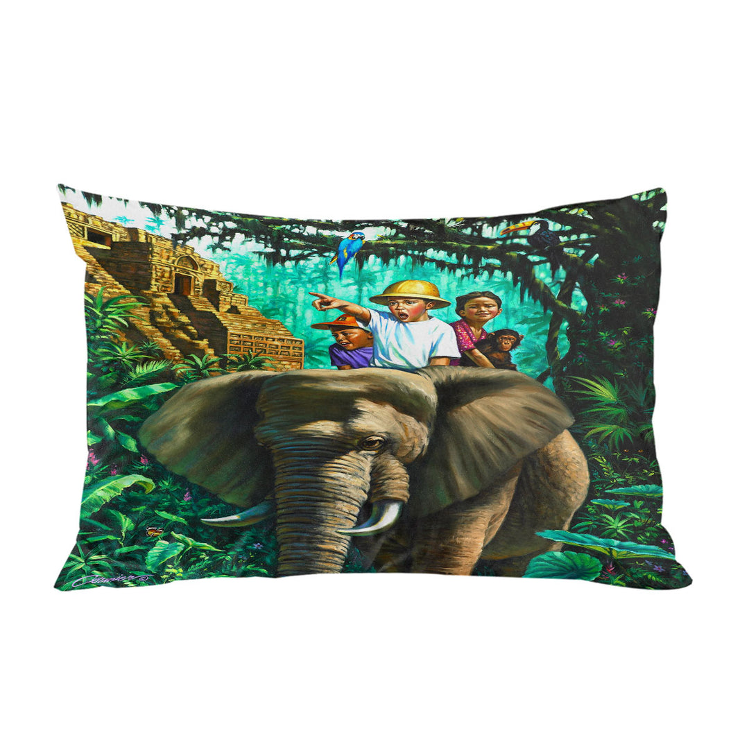 Art Painted Elephant Money and Jungle Kids Pillowcase