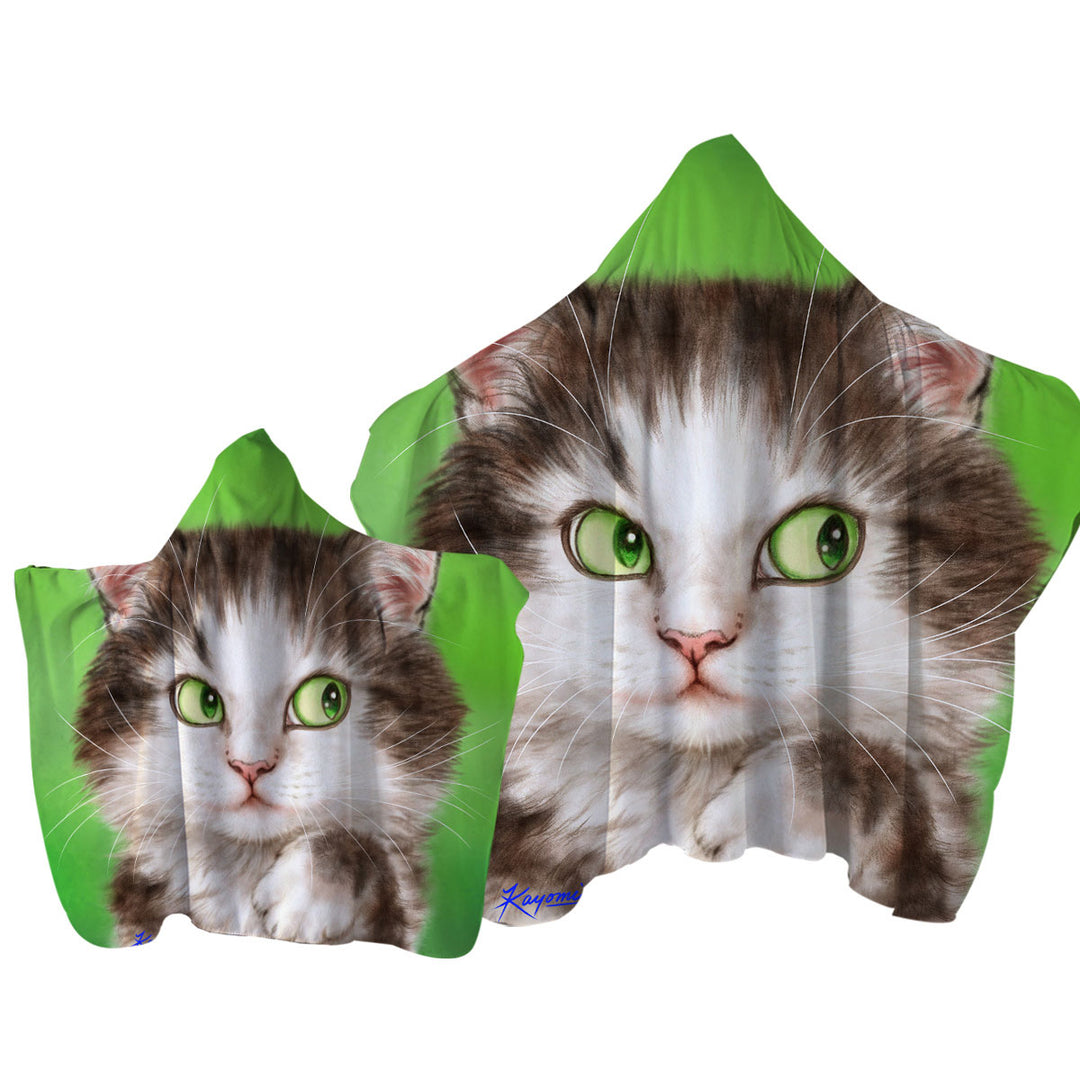 Art Painted Mysterious Green Eyes Cat Towel Hoodie