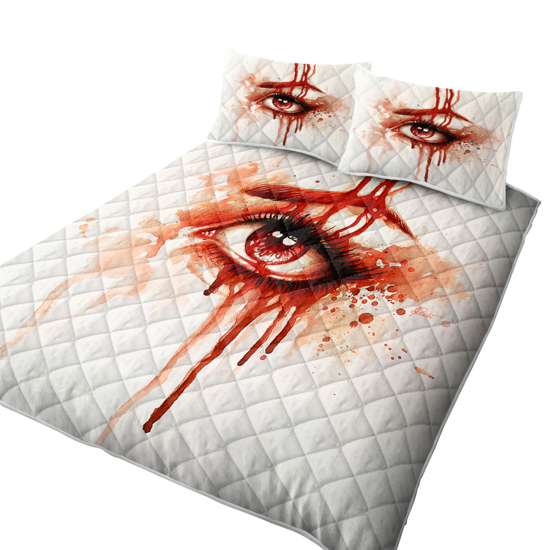 Art Painting Bloody Eye Red Tears Coverlet