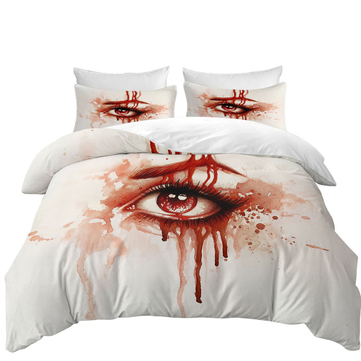 Art Painting Bloody Eye Red Tears Duvet Cover