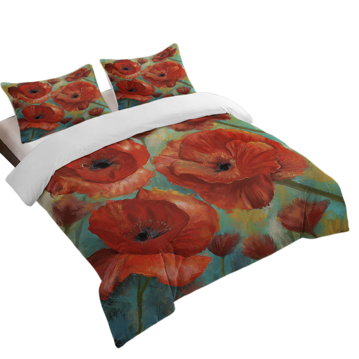 Art Painting Bold Red Poppies Duvet Covers