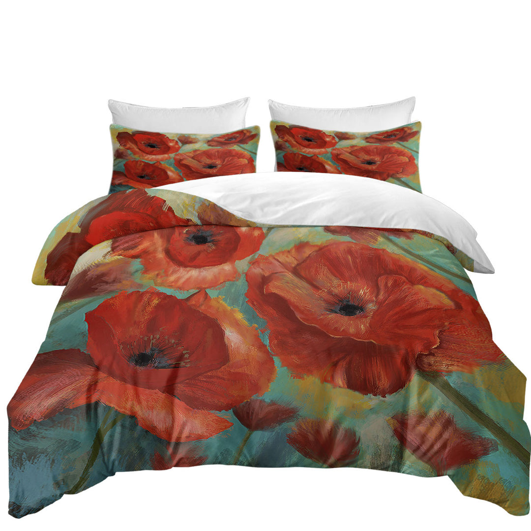 Art Painting Bold Red Poppies full Size Duvet Cover