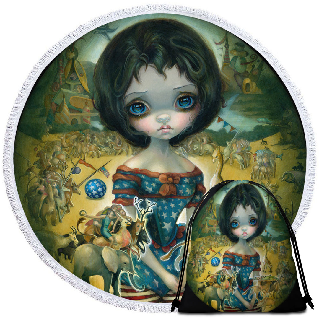 Art Painting Bosch Circus Girl Round Towel