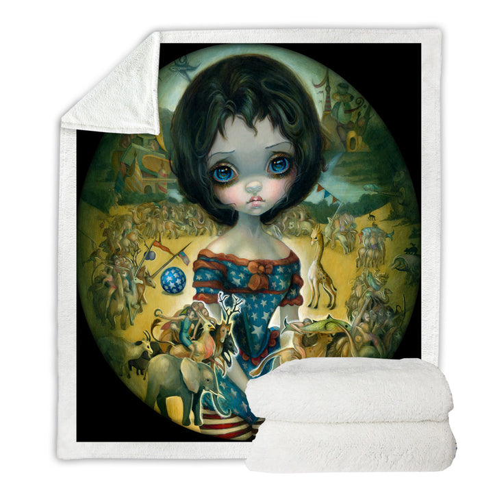 Art Painting Bosch Circus Girl Sherpa Blanket