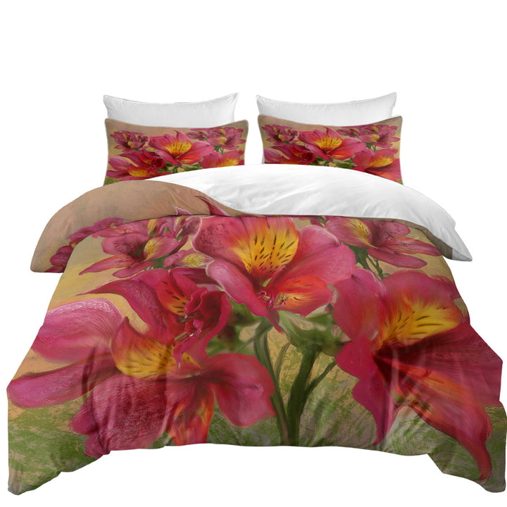 Art Painting Bright Orchids Flowers Quilt Cover