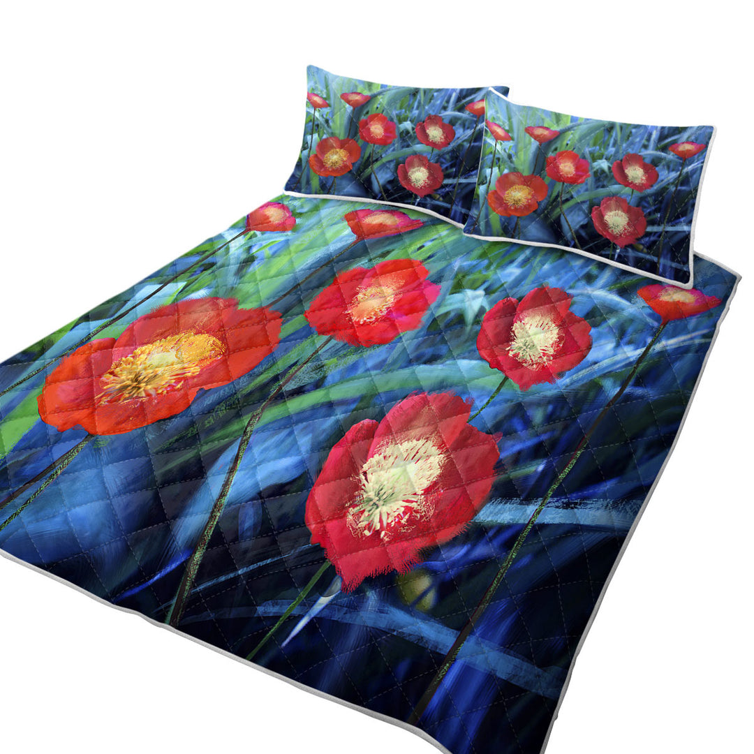 Art Painting Bright Poppies Flowers Coverlet