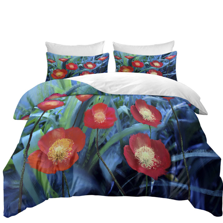 Art Painting Bright Poppies Flowers Donna Covers