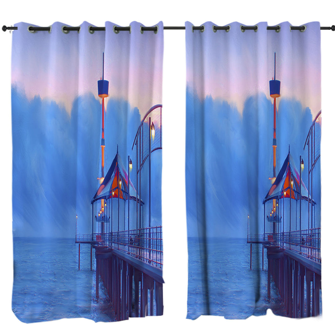 Art Painting Brighton Beach Sunset Curtains