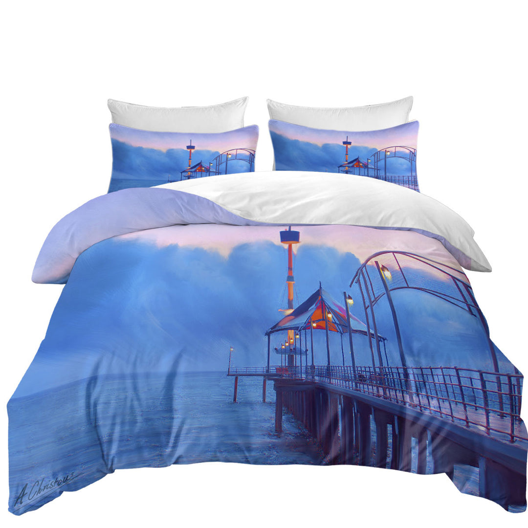 Art Painting Brighton Beach Sunset Duvet Cover sale