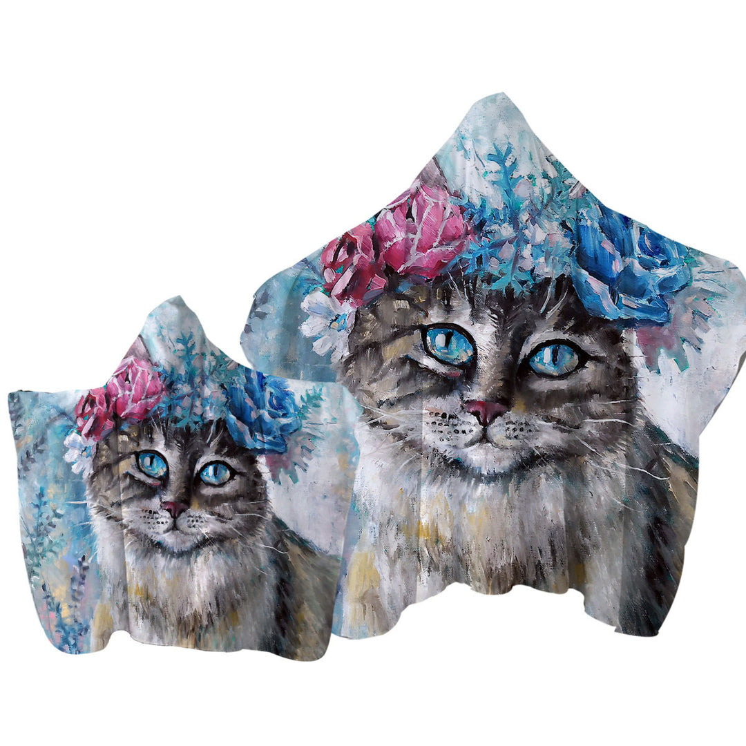 Art Painting Cat Hooded Beach Towel