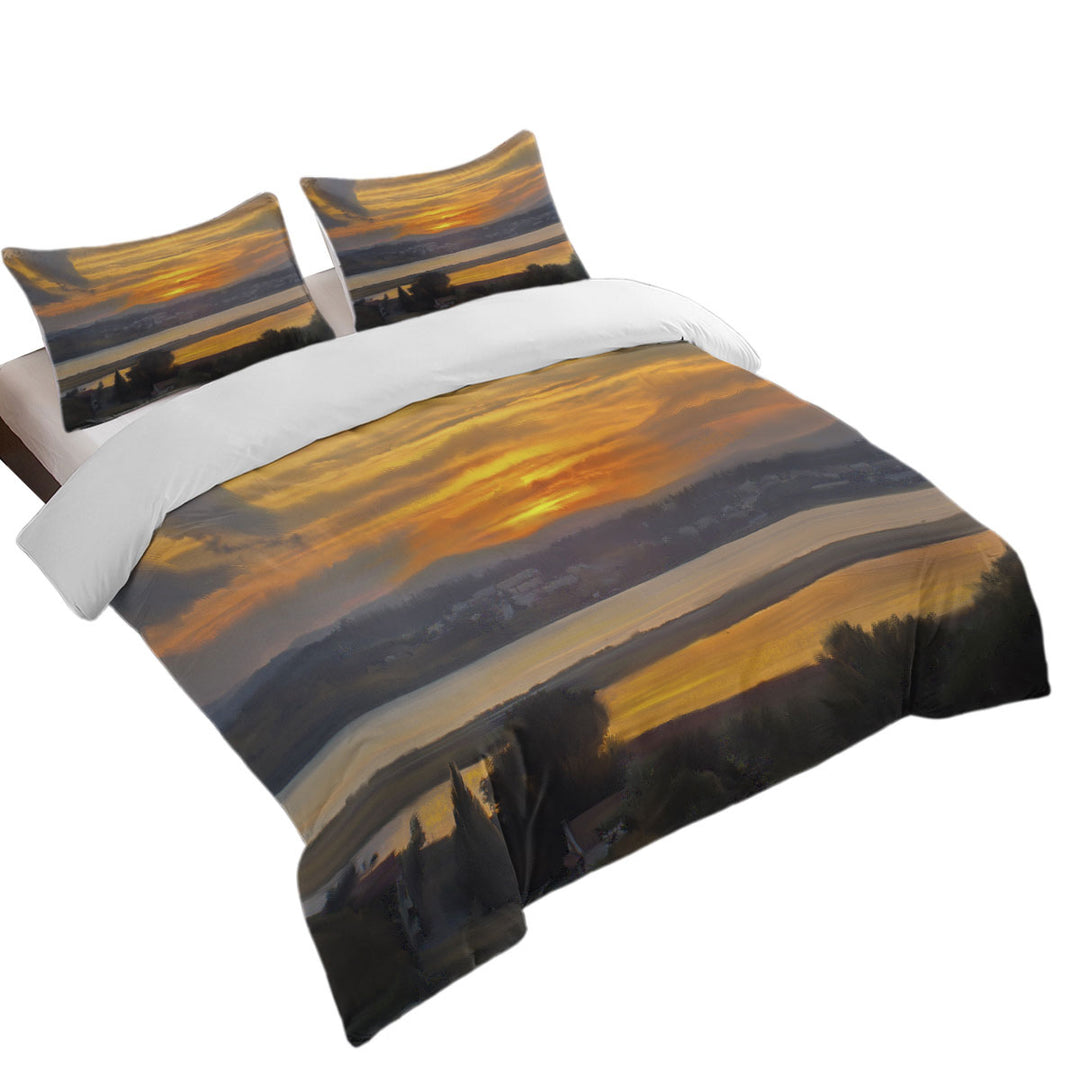 Art Painting Corfu Sunset Duvet Cover Queen