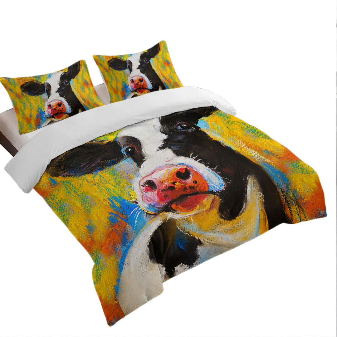 Art Painting Cow Duvet Cover