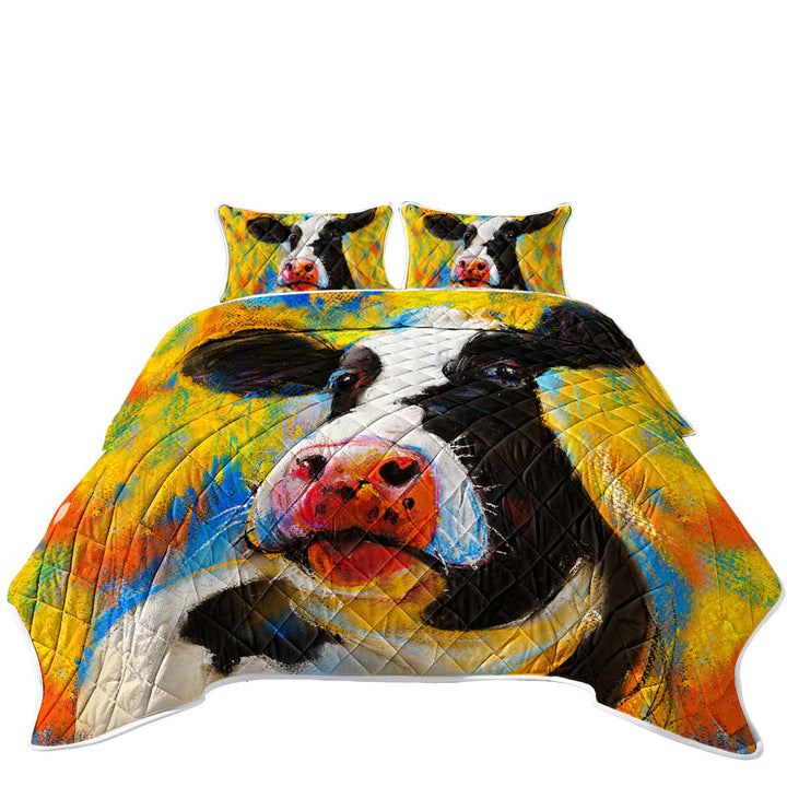 Art Painting Cow King Size Quilt Sets