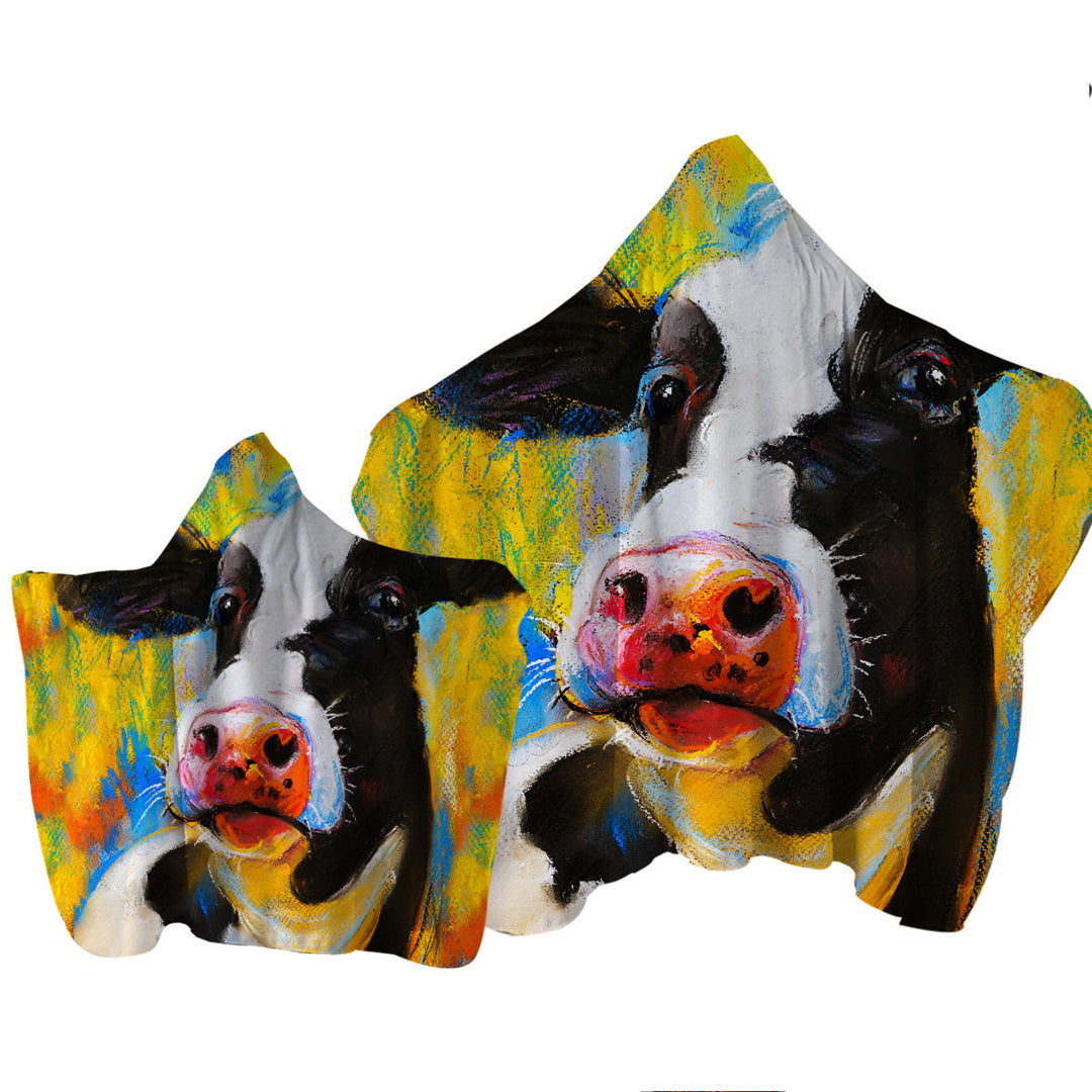 Art Painting Cow Towel Hoodie