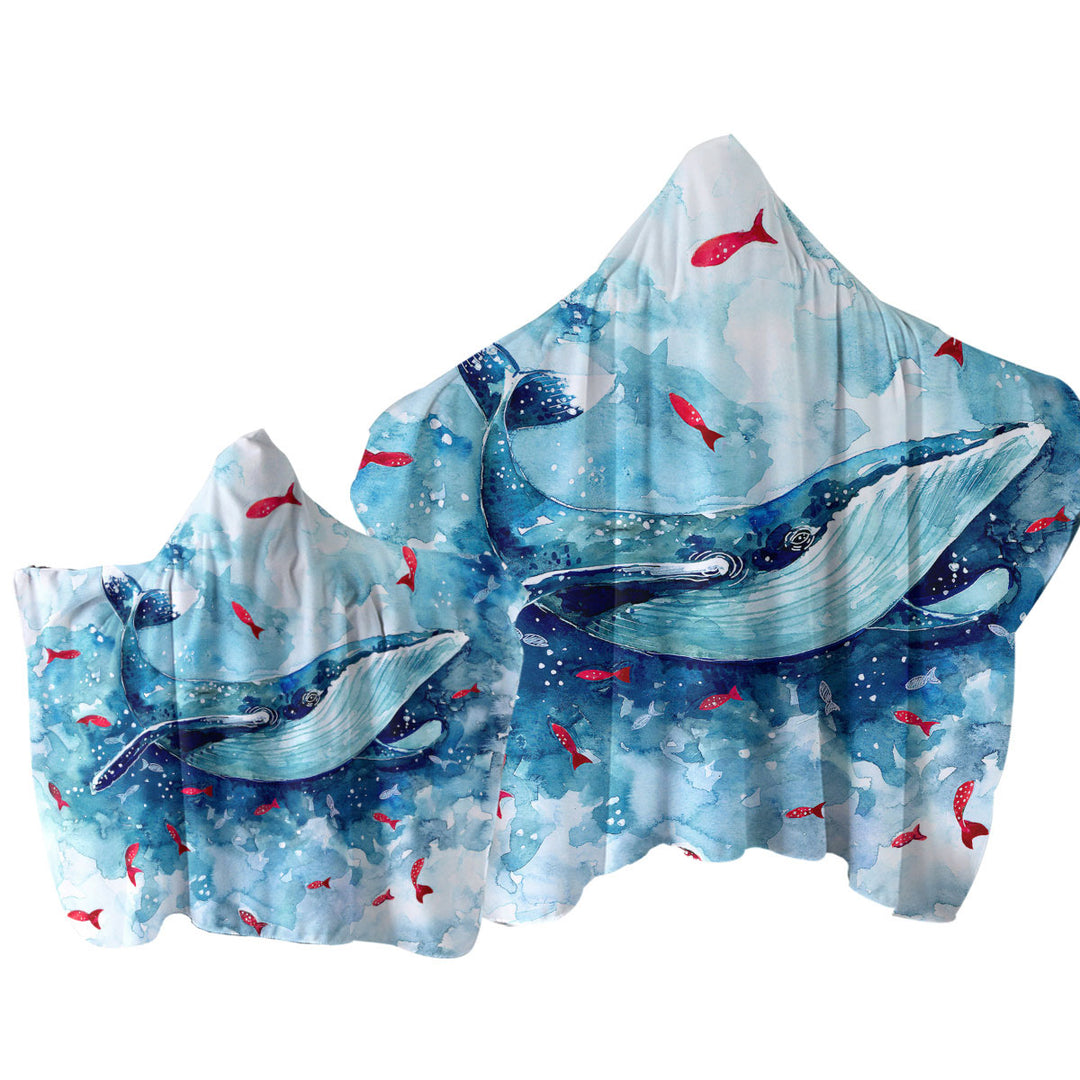 Art Painting Fish and Whale Towel Hoodie