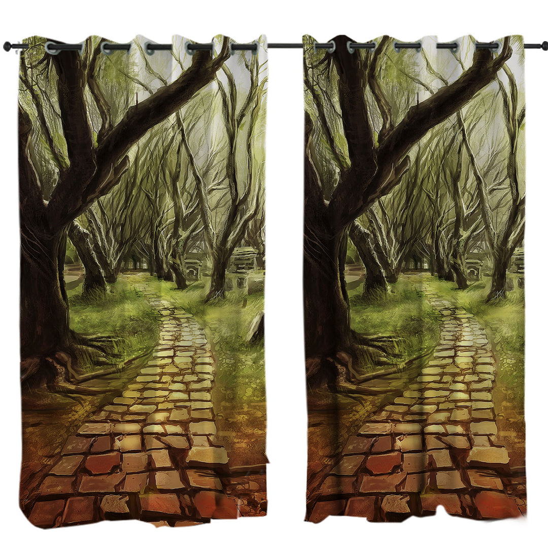 Art Painting Forest Scary Path Curtain