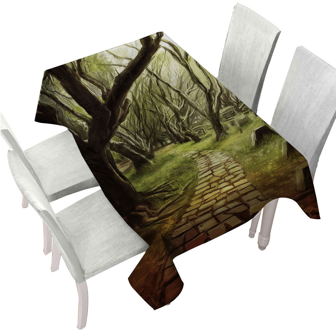 Art Painting Forest Scary Path Custom table cloth