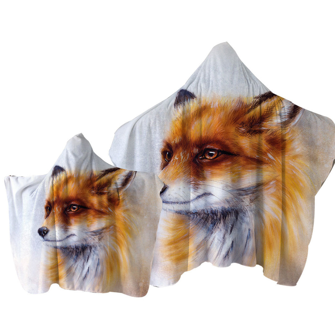 Art Painting Fox Portrait Towel Hoodie