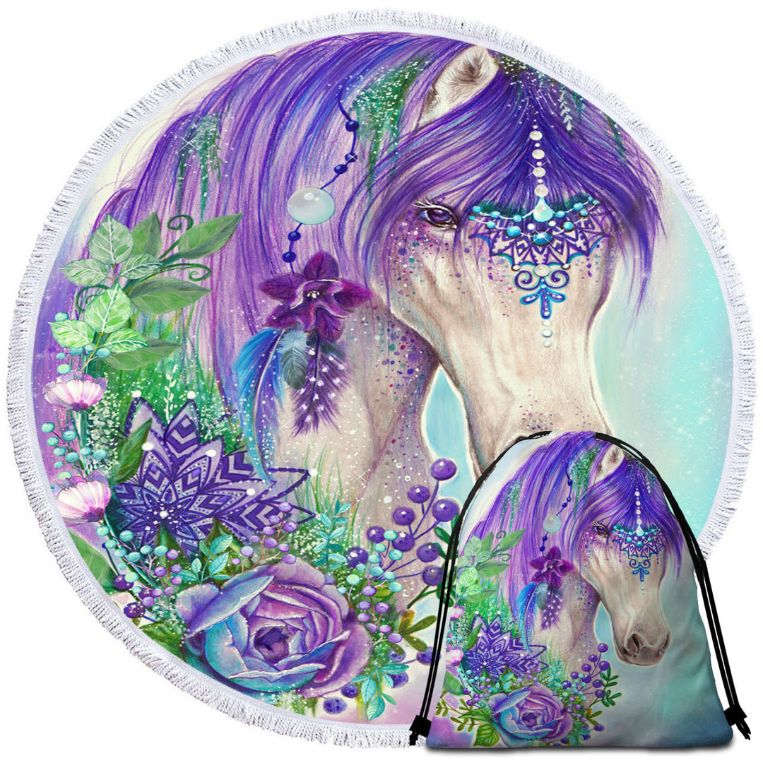 Art Painting Gypsy Violet Horse Circle Towel