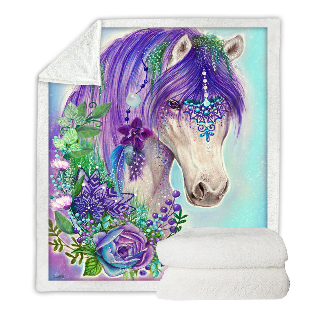 Art Painting Gypsy Violet Horse Decorative Blankets