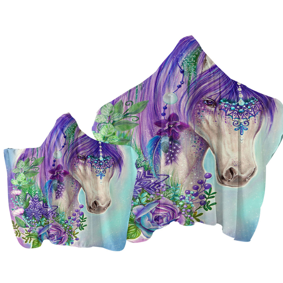 Art Painting Gypsy Violet Horse Hooded Beach Towel