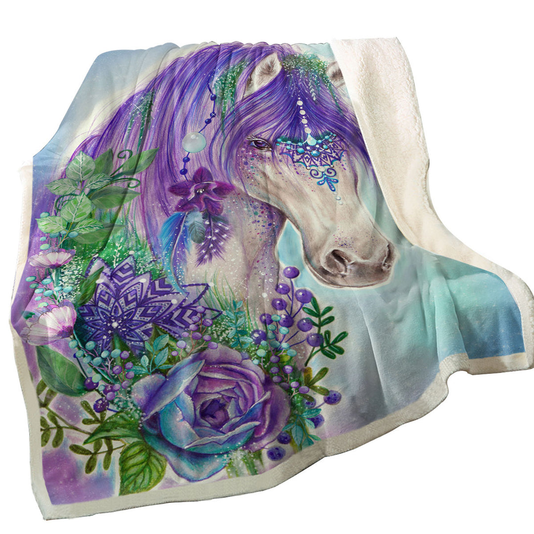 Art Painting Gypsy Violet Horse Sofa Blanket