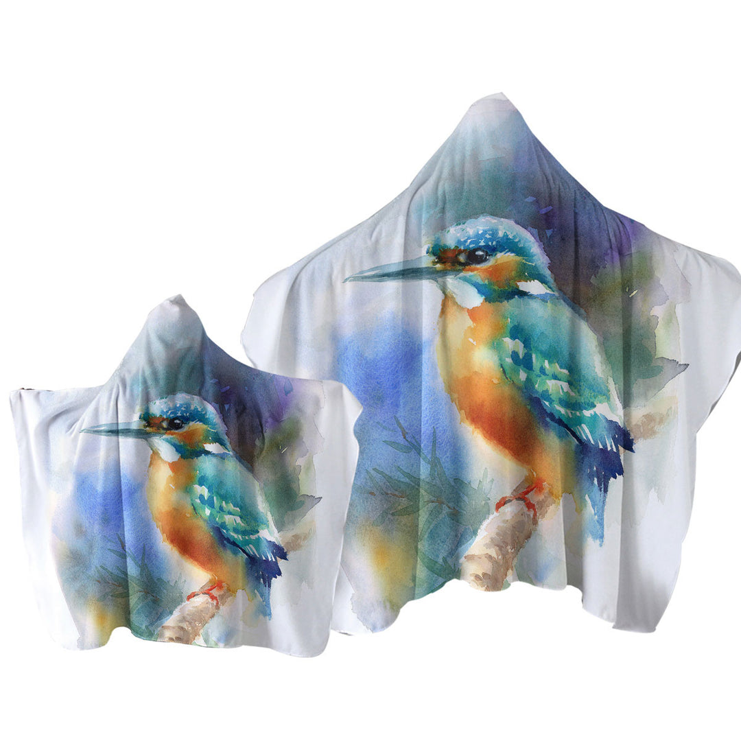 Art Painting Hummingbird Hooded Beach Towel