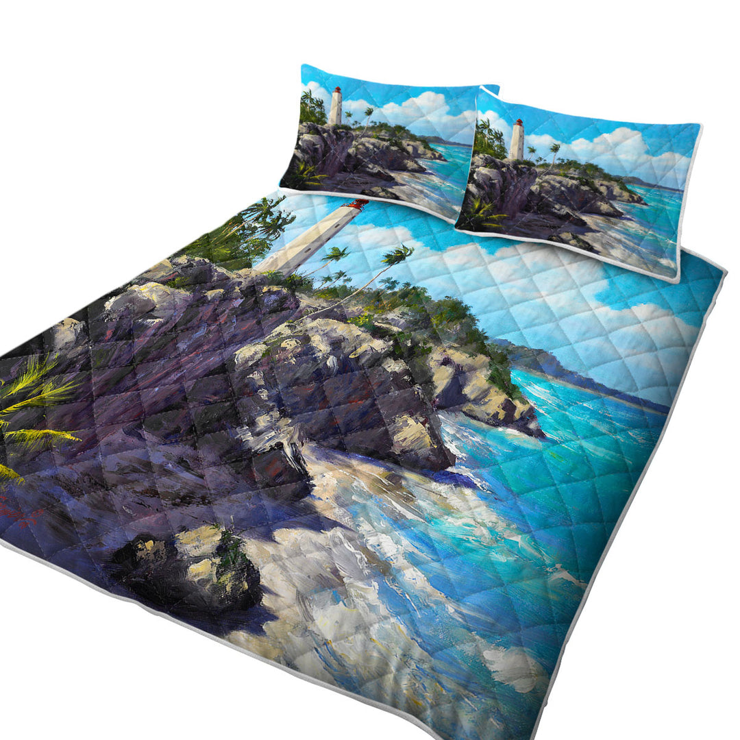 Art Painting Lighthouse Ocean Coastal Splendor Coverlets