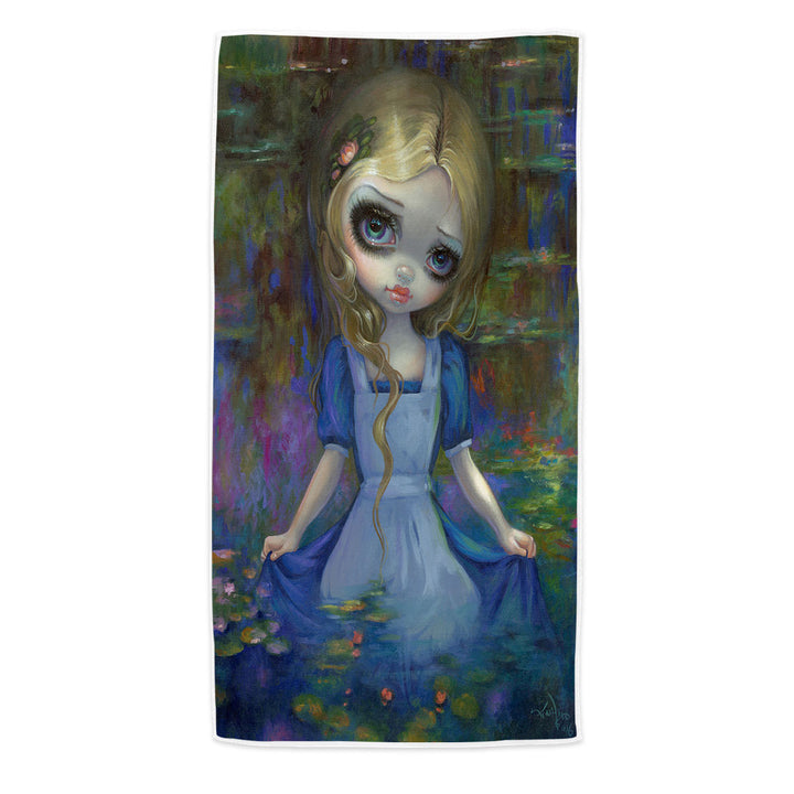 Art Painting Microfiber Beach Towel Alice in Monet_s Water Lilies