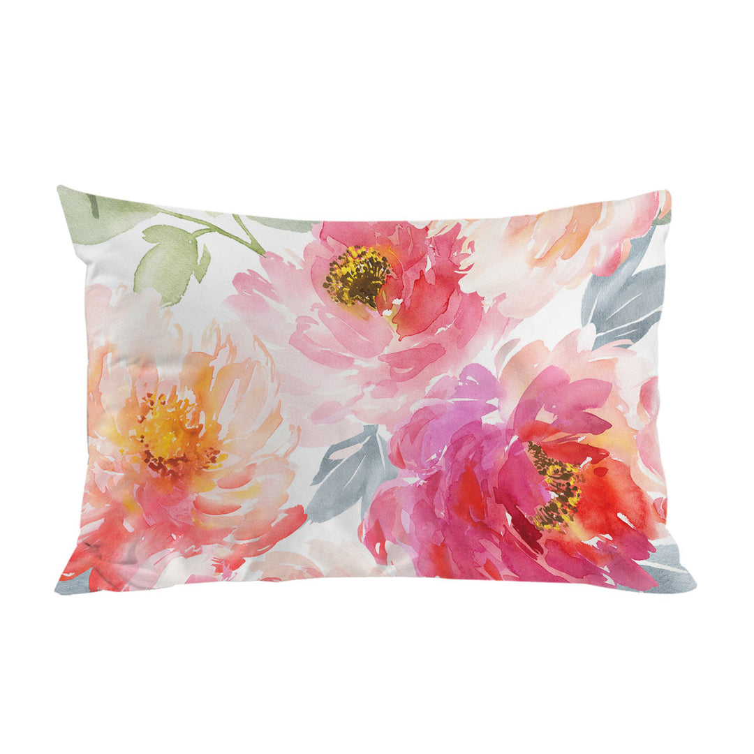 Art Painting Peach Red Flowers Pillowcases