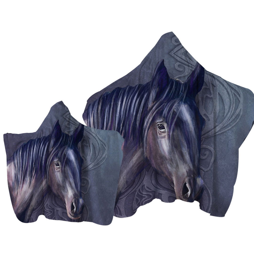 Art Painting Purple Hair Horse Towel with Hood