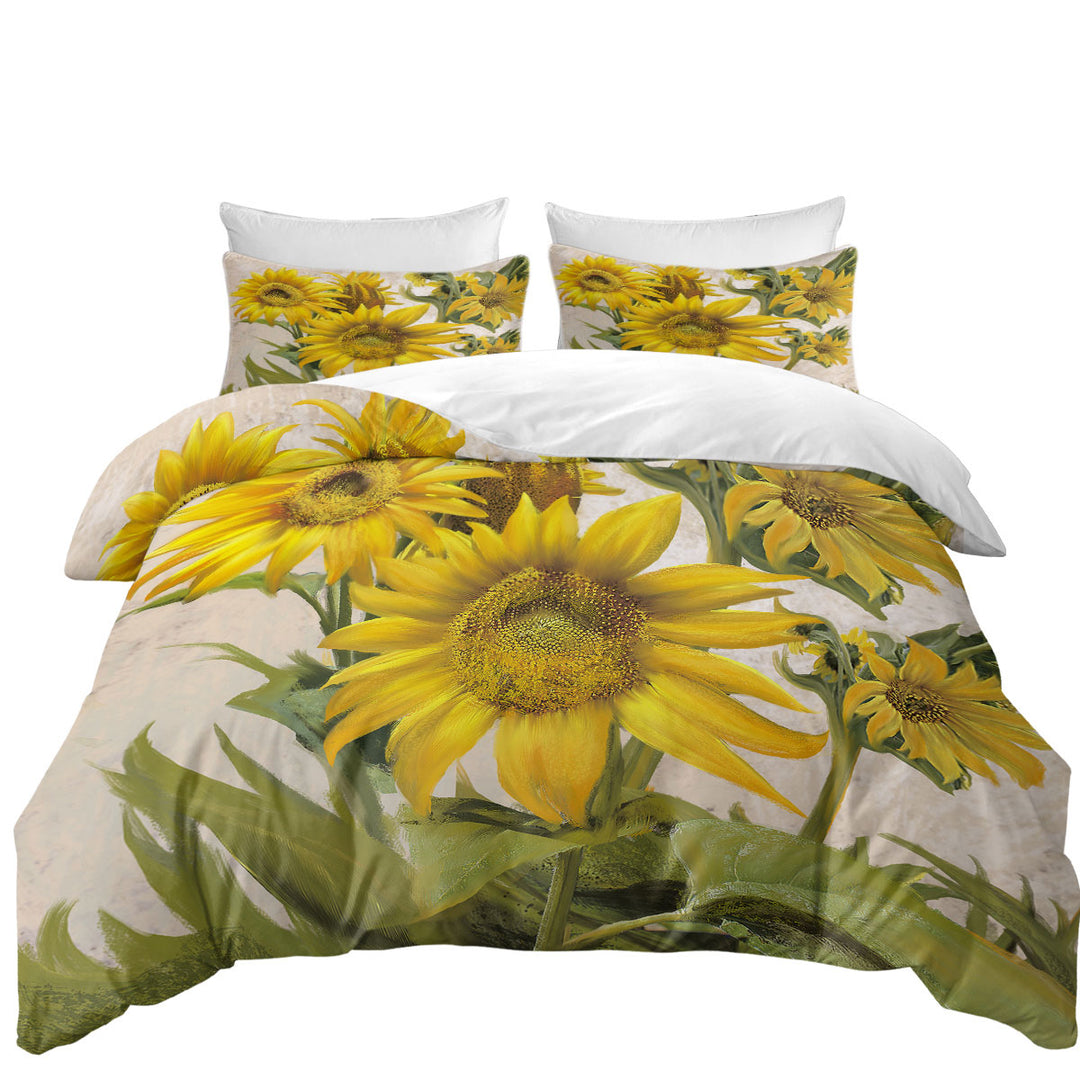 Art Painting Sunflowers Floral Bed Covers