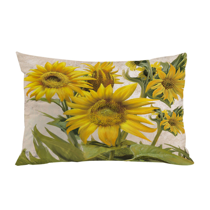 Art Painting Sunflowers Floral King Pillow Cases