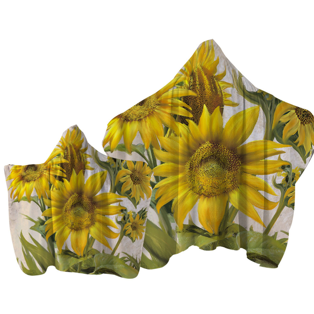 Art Painting Sunflowers Floral Towel with Hood