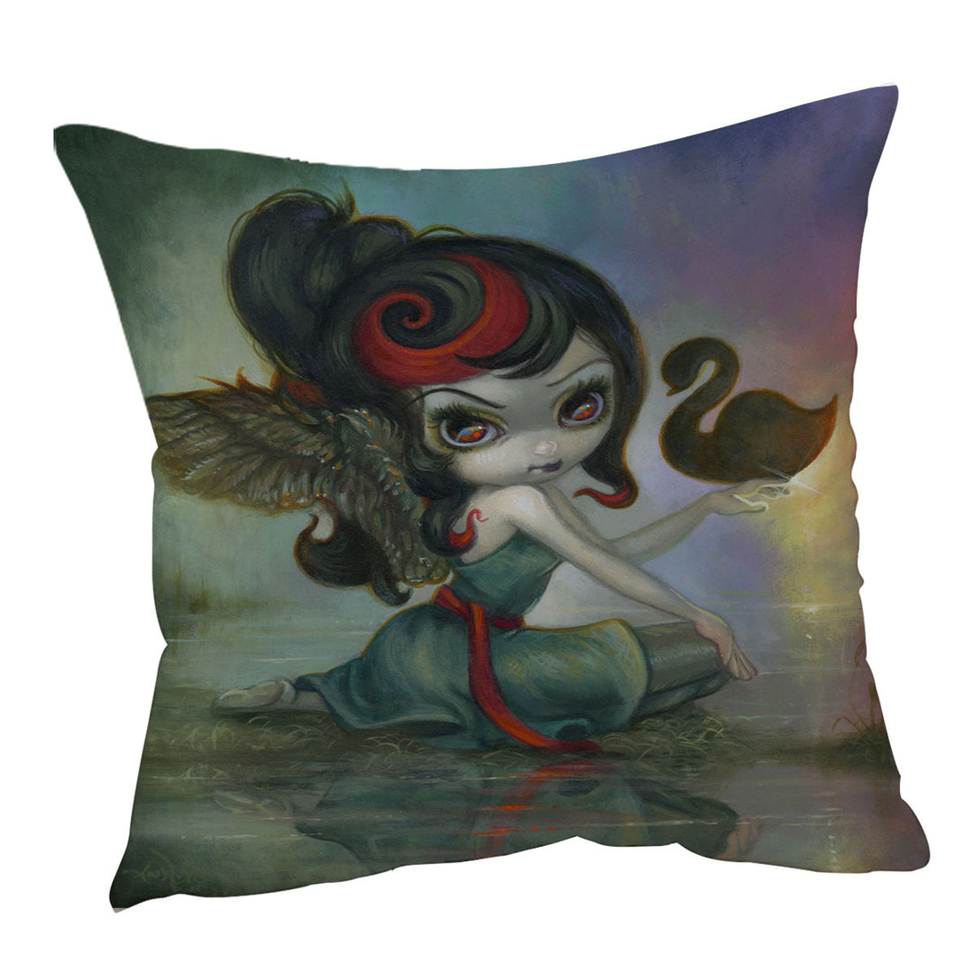 Art Painting Swan Lake Black Swan Ballerina Girl Cushion Covers