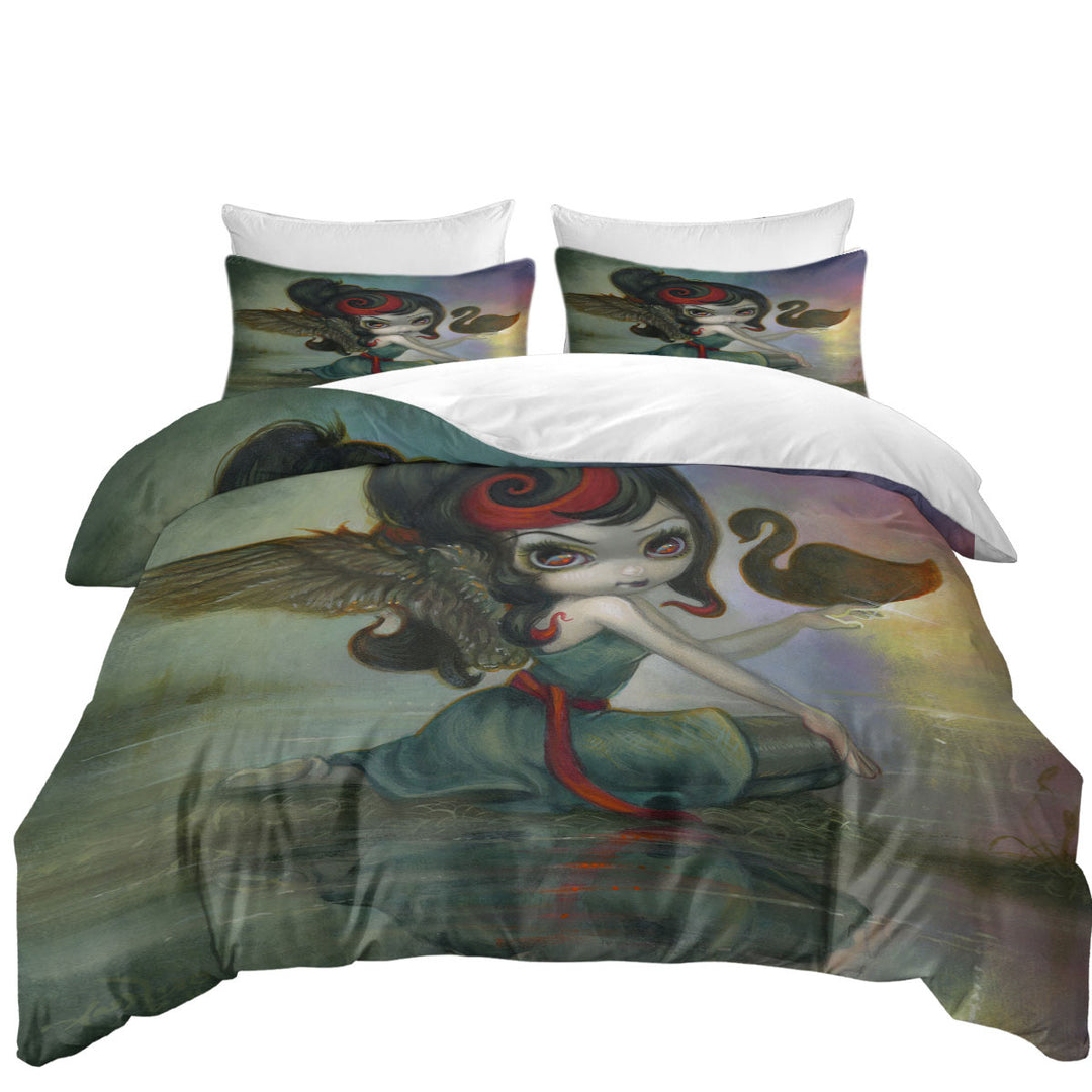 Art Painting Swan Lake Black Swan Ballerina Girl Duvet Covers