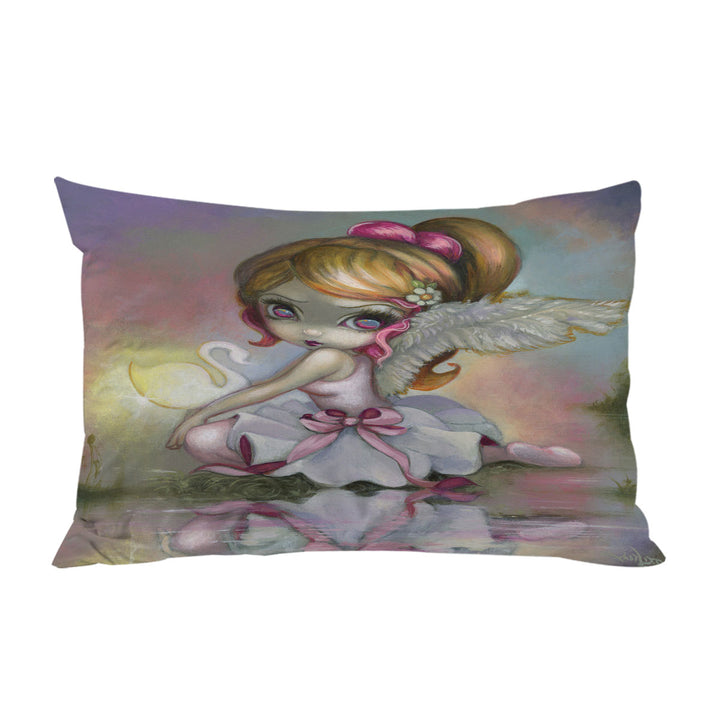 Art Painting Swan Lake White Swan Ballerina Girl Pillowcase