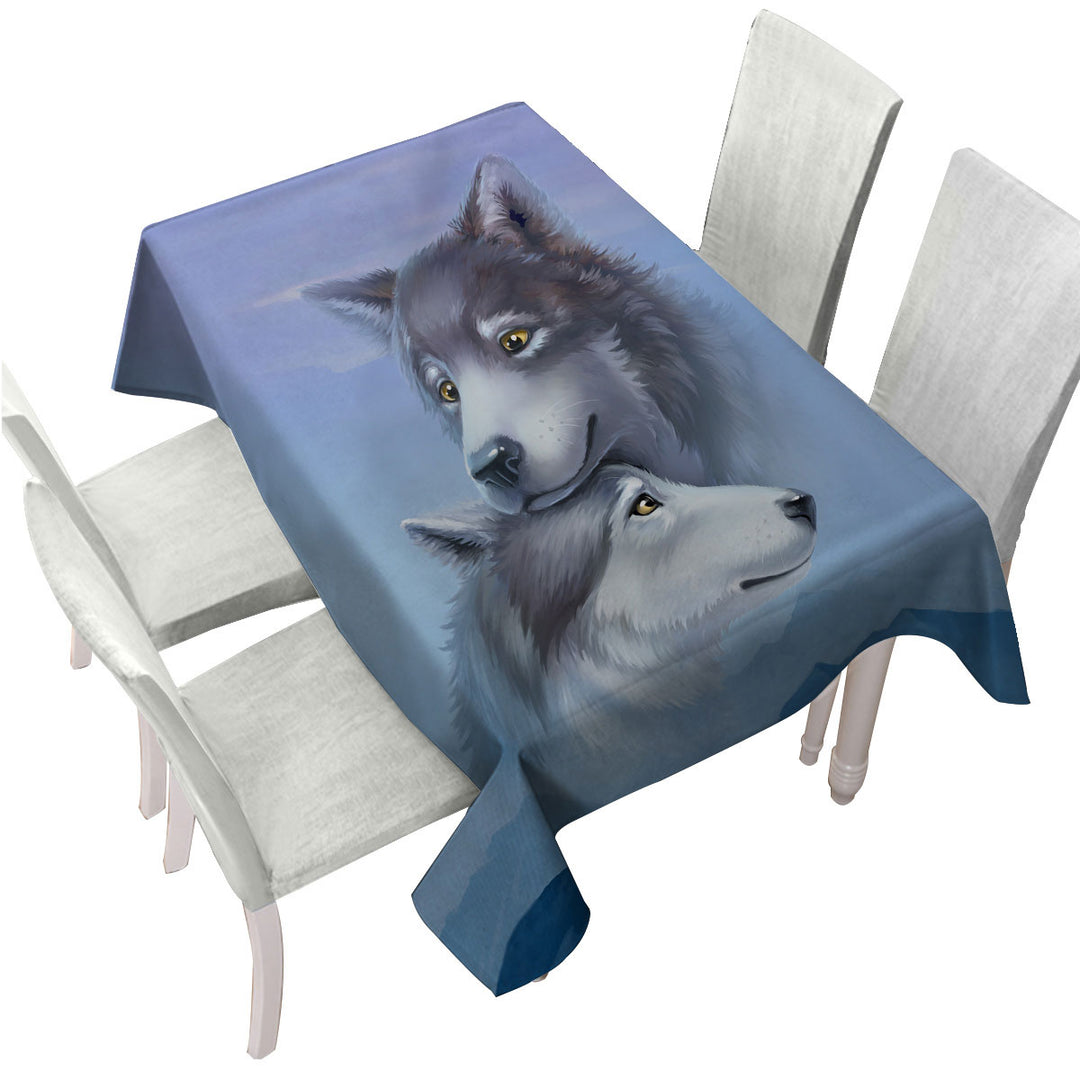 Art Painting Wolves Couple Custom table cloth