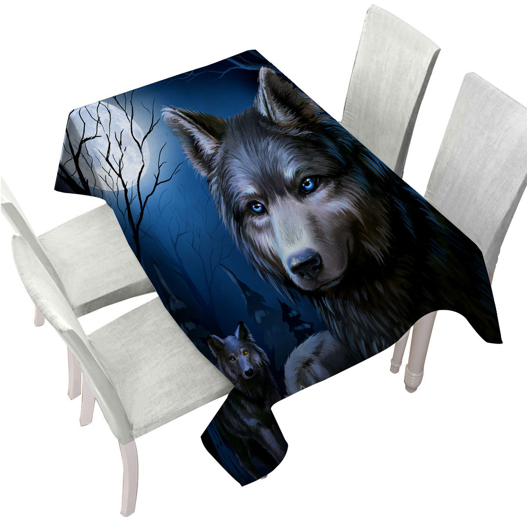 Art Painting Wolves Night Custom tablecloths