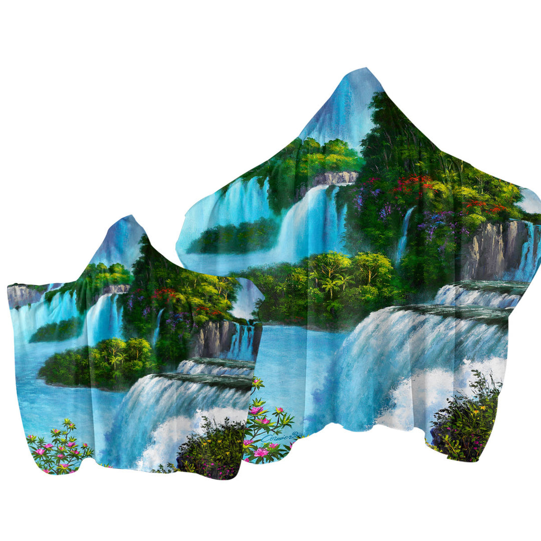 Art Painting of Nature Paradise Falls Towel Hoodie