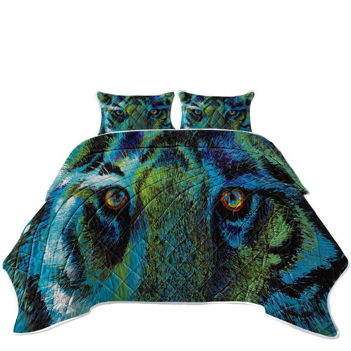 Artistic Animal Design Tiger Eyes California King Quilt Sets