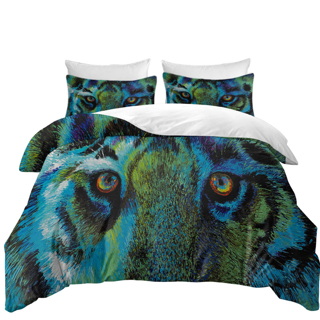 Artistic Animal Design Tiger Eyes Coverlet