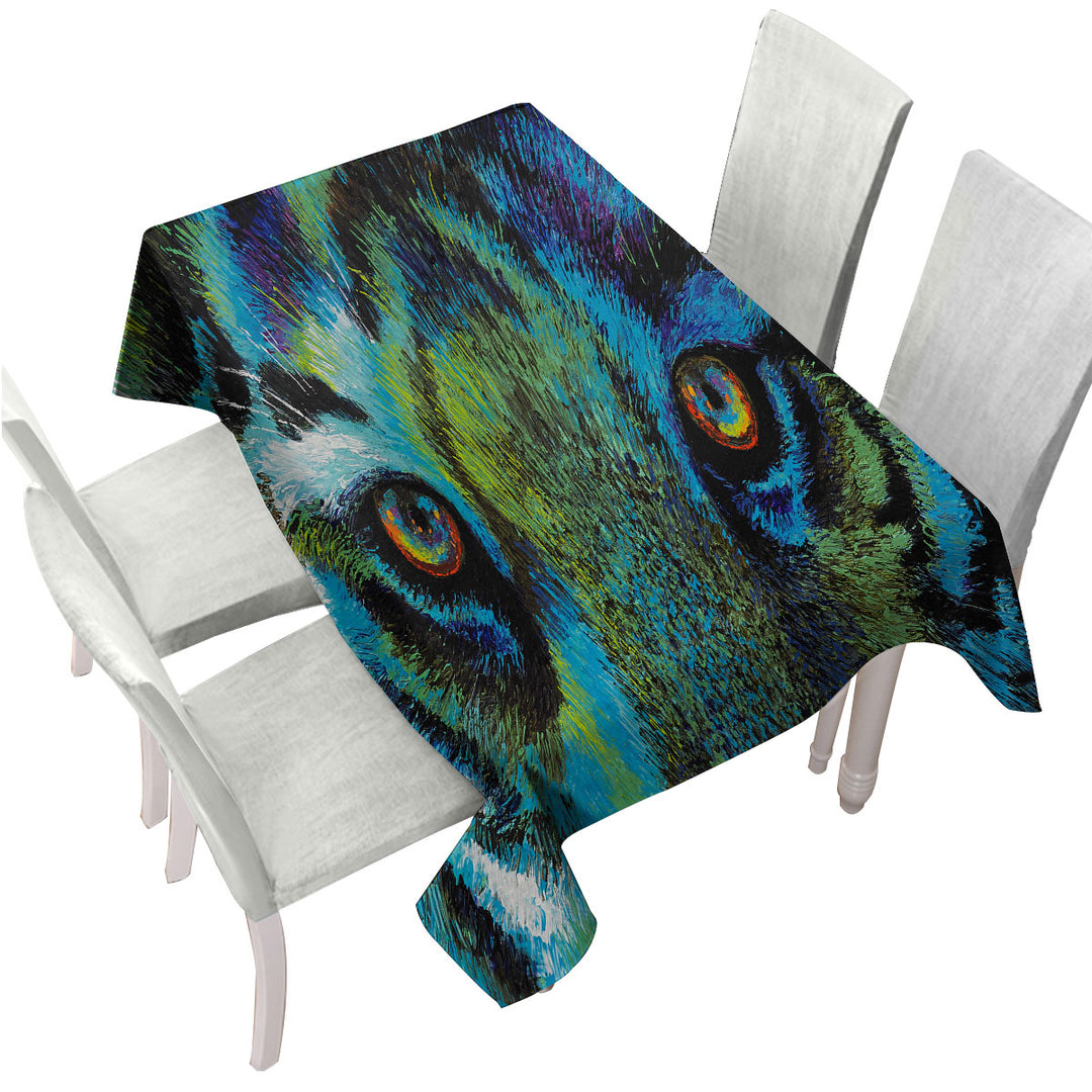 Artistic Animal Design Tiger Eyes Tablecloth