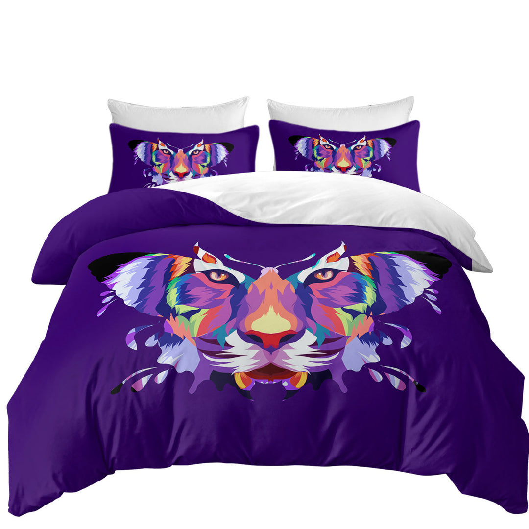 Artistic Colorful Butterfly Tiger Duvet Cover