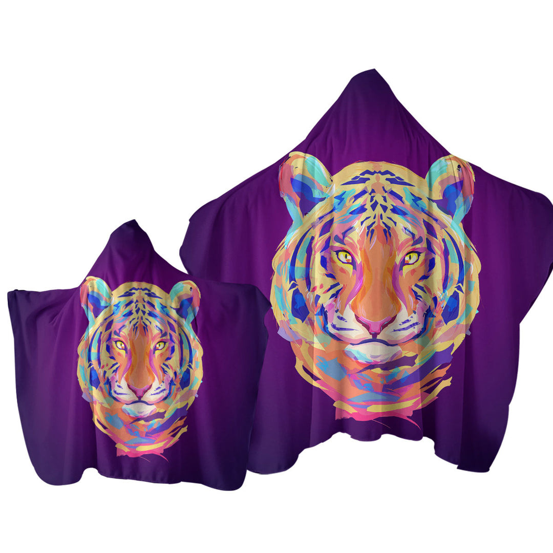 Artistic Colorful Tiger Towel Hoodie