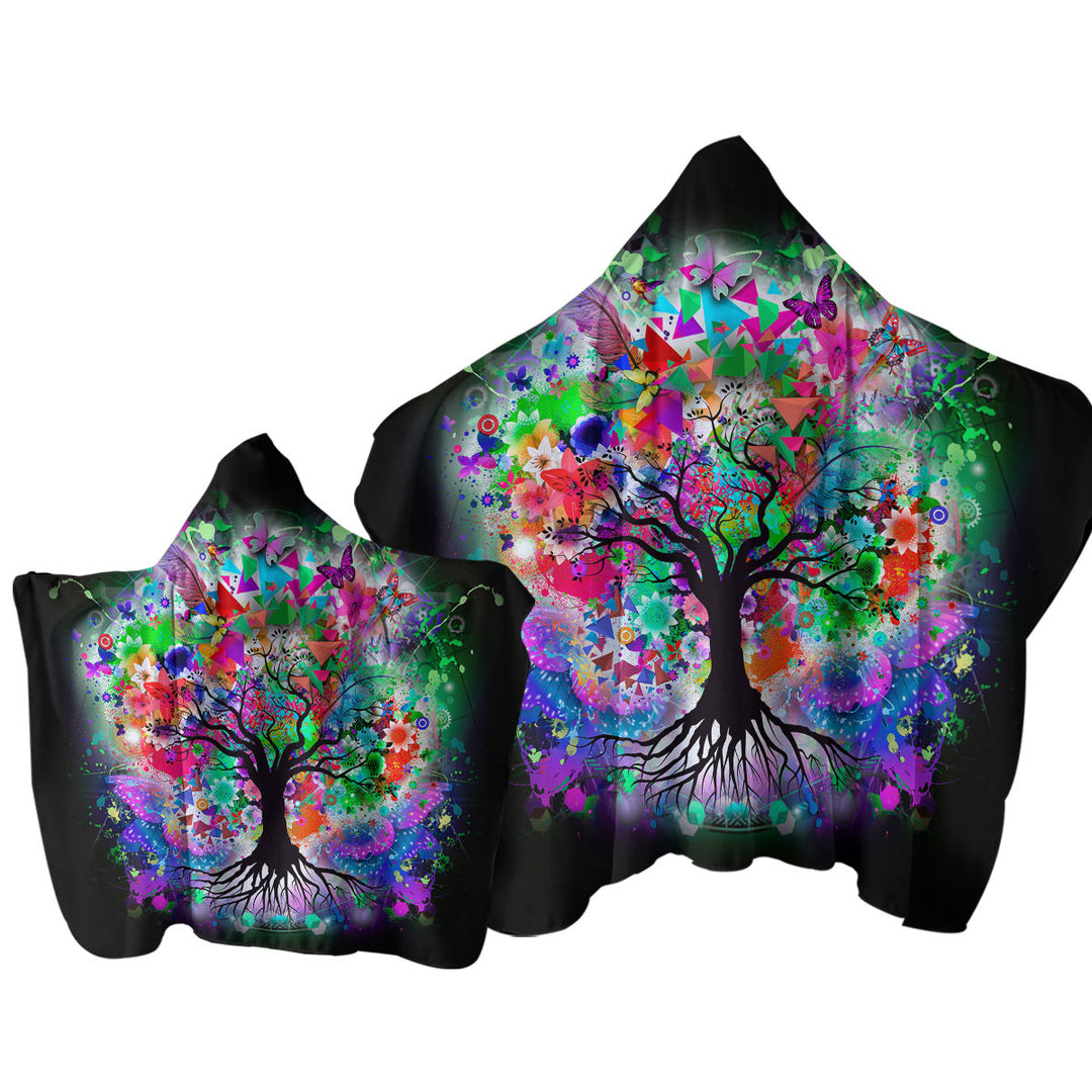 Artistic Crazy Colored Tree Towel with Hood